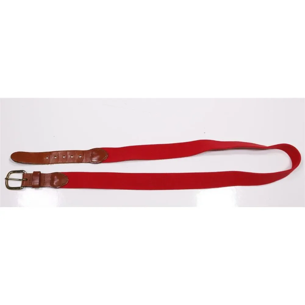 J. Press Vintage Red Striped Stretch Cotton Preppy Belt Brass Buckle 42